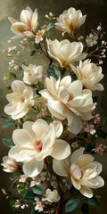 Elegant magnolia flowers on art paper