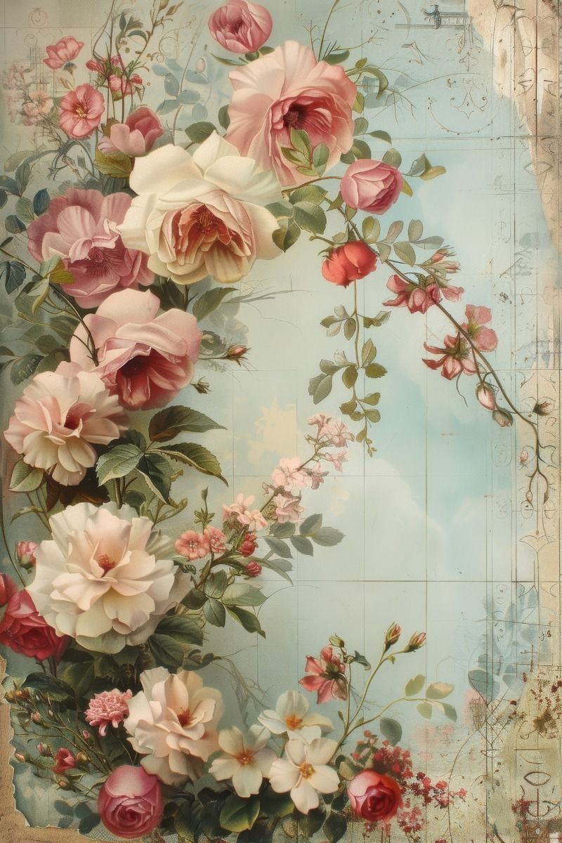 Thin translucent rice paper sheets for decoupage with floral and botanical print designs
