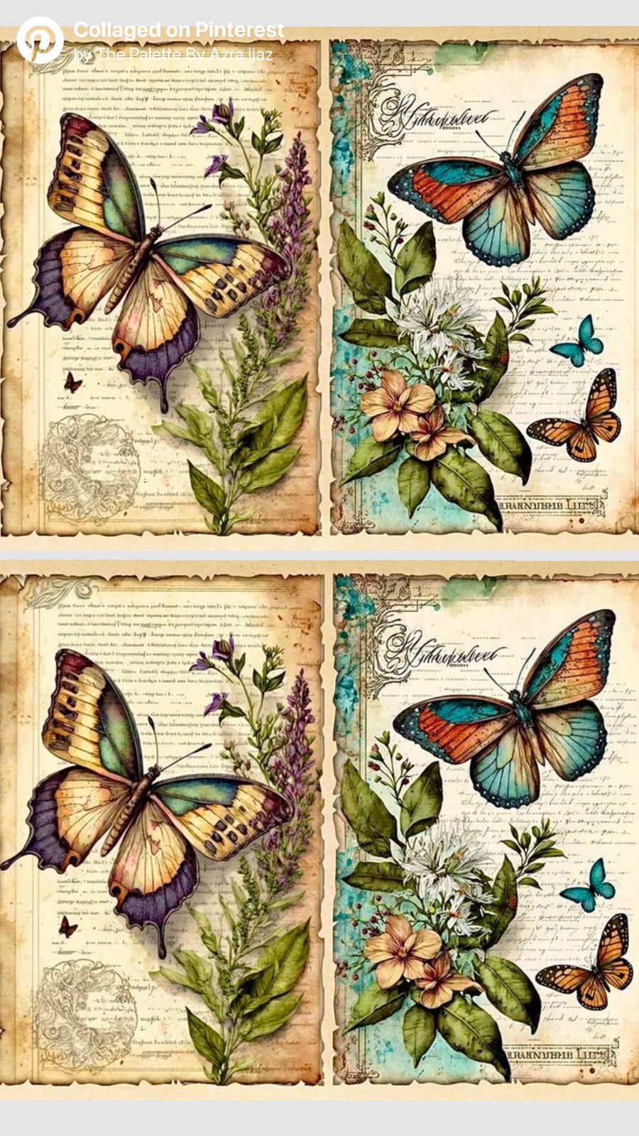 Pack of A4 decoupage rice paper sheets with mixed motif prints including roses, butterflies, and paisley