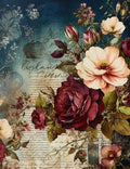 Floral art paper with roses and vintage background