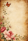 Thin translucent rice paper sheets for decoupage with Floral art paper with pink peonies and butterfly