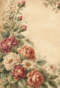 Floral art paper with pink and white peonies for crafts