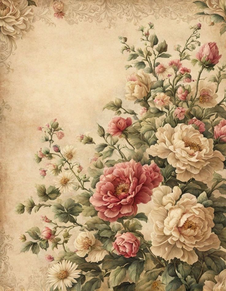 Thin translucent rice paper sheets for decoupage with floral and botanical print designs